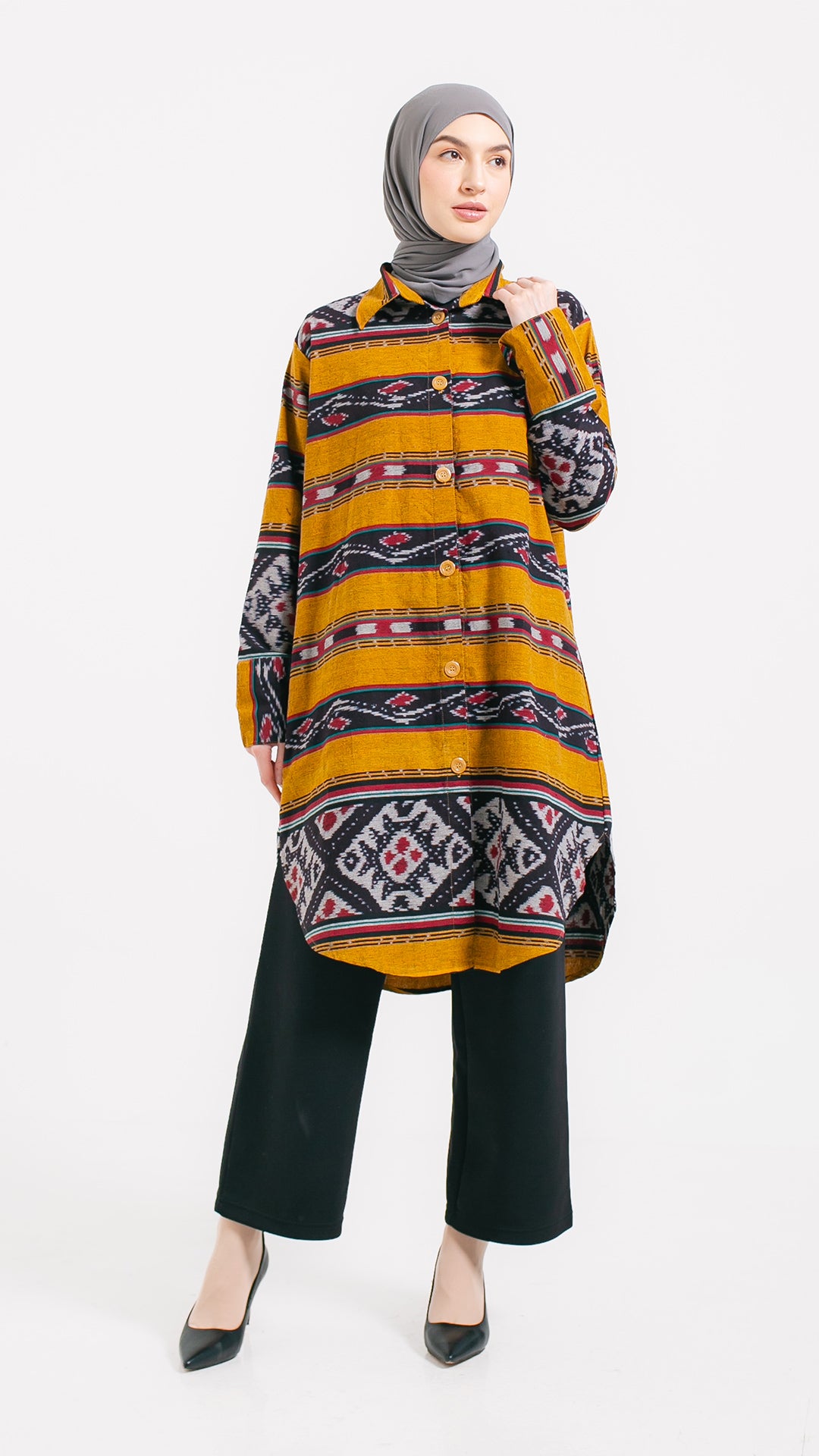 Faiza Tangerine Tenun Tunic