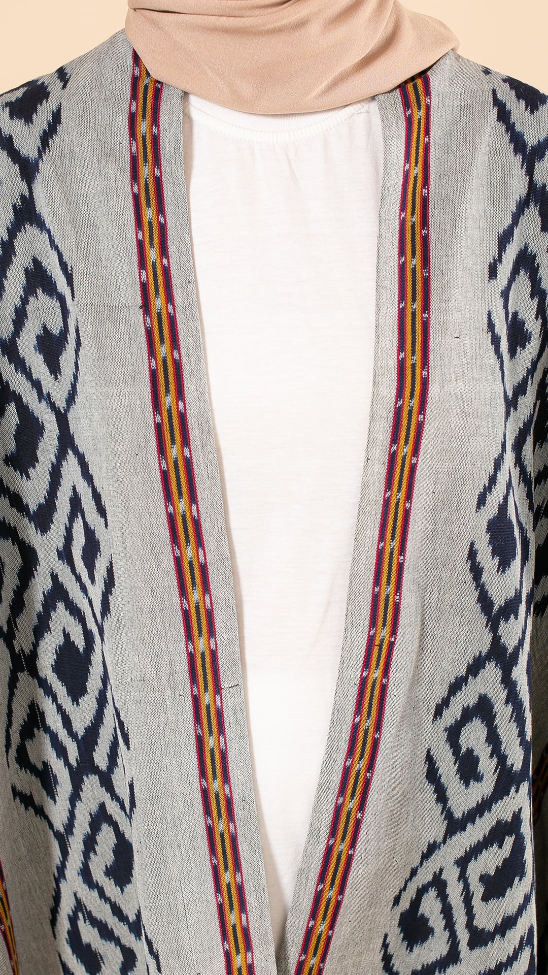 Afita Navy Grey III Tenun Long Cardigan