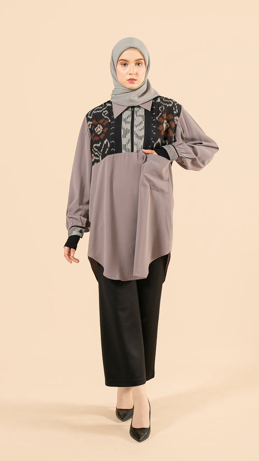 Feray Taupe Tenun Tunic