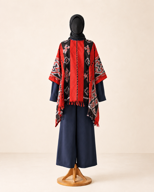 Aira Red Rumbai Tenun Blouse