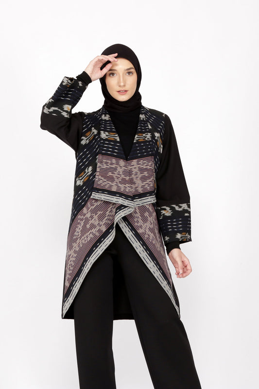 Arjani Chestnut Tenun Long Cardigan