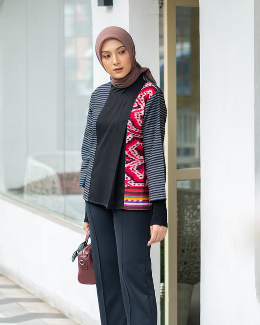 Atmarini Black Red II Tenun Blouse