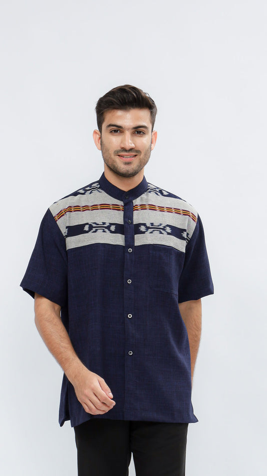 Azani Navy Grey III Tenun Shirt
