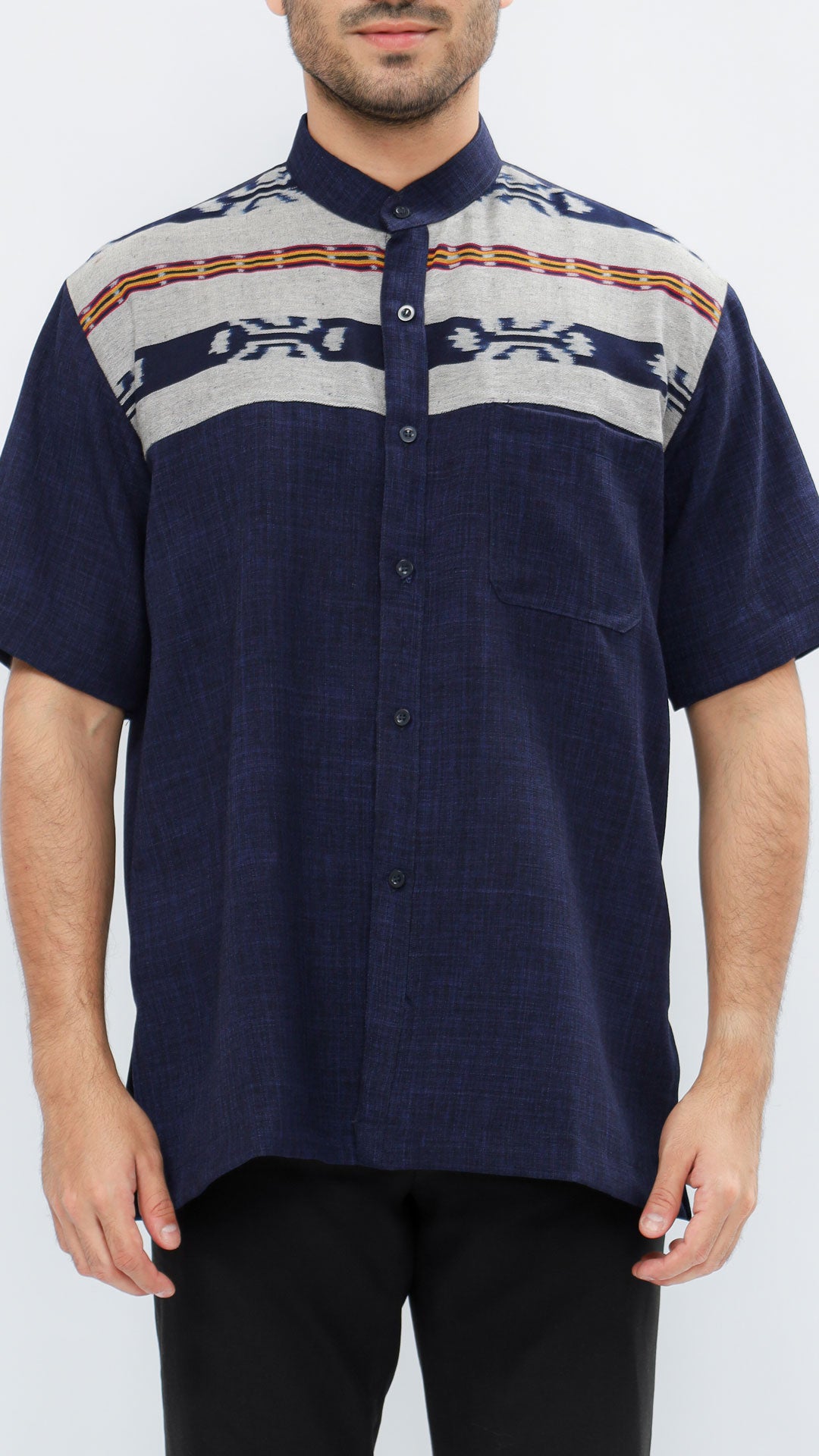 Azani Navy Grey III Tenun Shirt