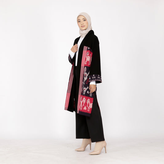 Belgin Zoa Red Tenun Long Cardigan