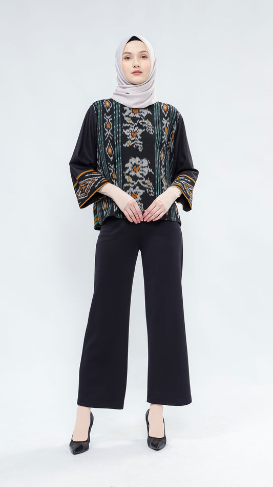 Akasma Black Green Tenun Blouse