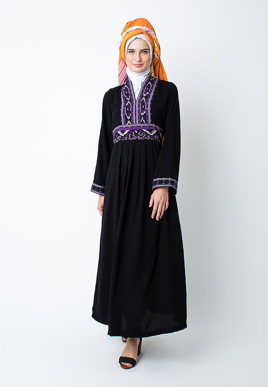 Silmaa Gamis Strip Tenun Ungu Mix 1