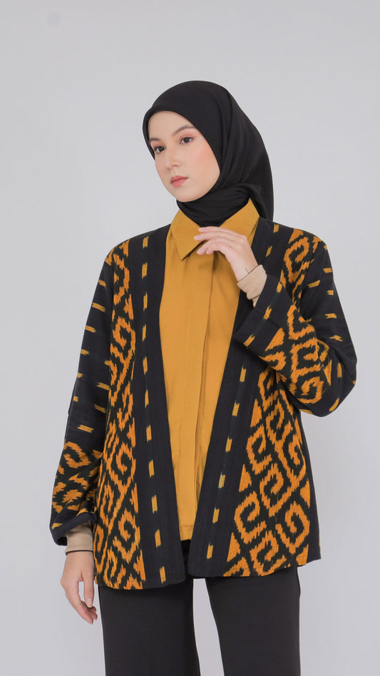 Gunseli Mustard Black Tenun Shirt