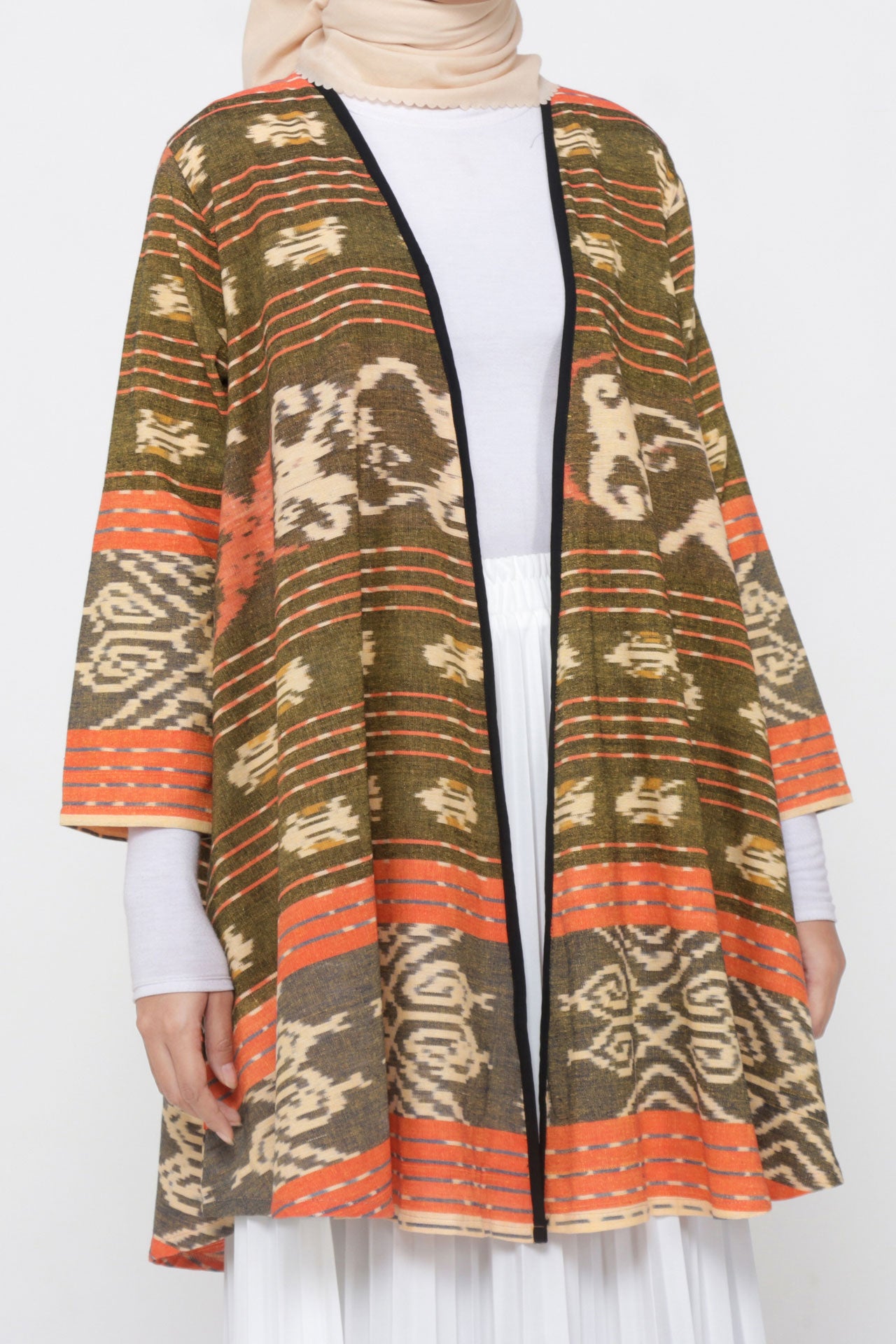 Evlin Tangerine Tenun Long Cardigan