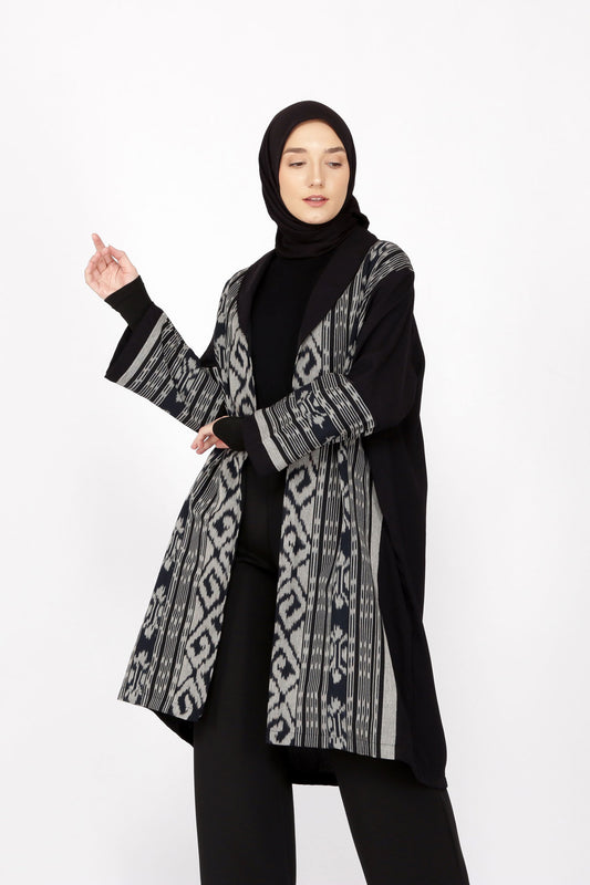 Esma Black Tenun Long Cardigan