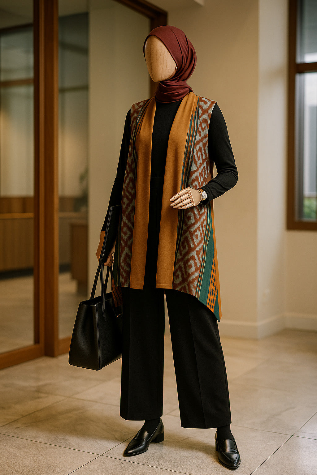 Kayra Mustard Teal Tenun Vest