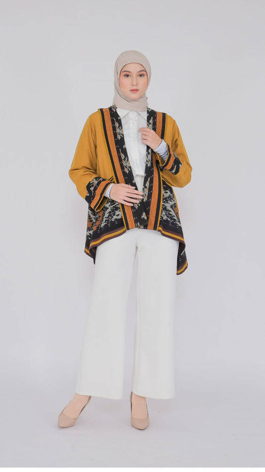 Miray Mustard Black Tenun Outer