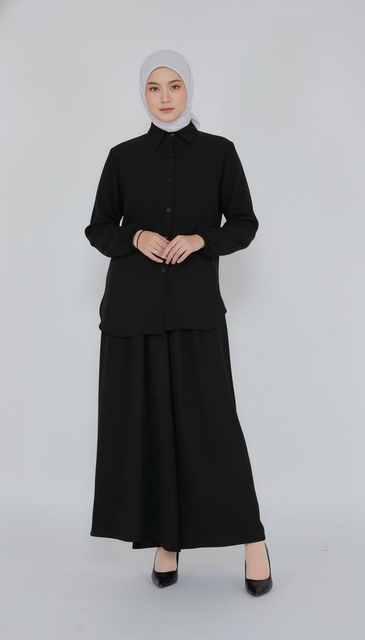 Nora Hannah Black Basic Shirt & Culotte