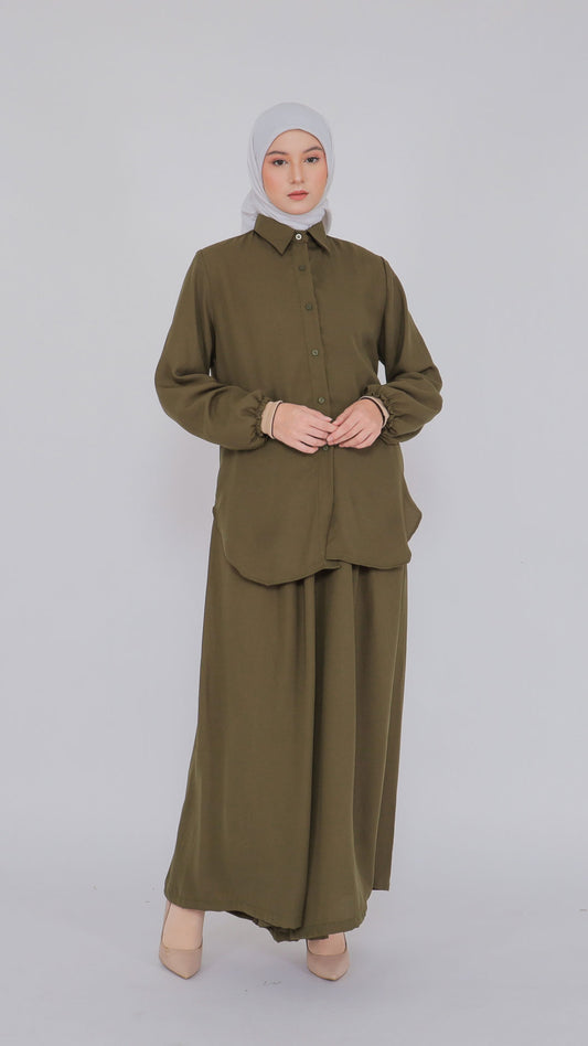 Nora Hannah Olive Basic Shirt & Culotte