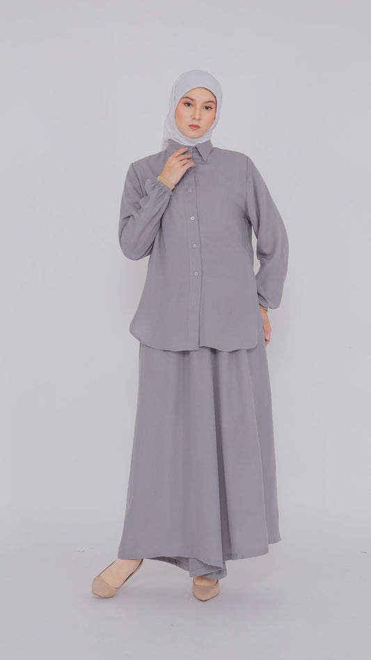 Nora Hannah Grey Basic Shirt & Culotte