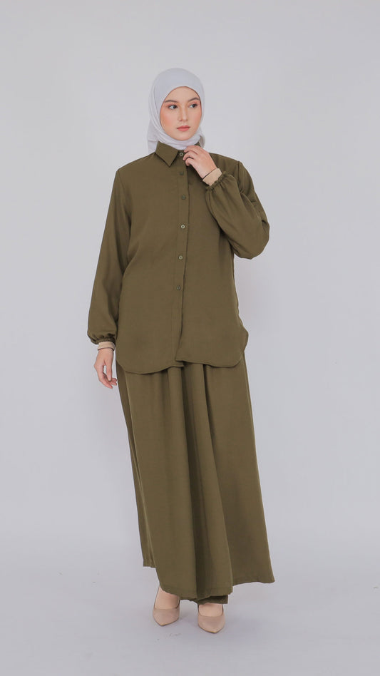 Nora Hannah Olive Basic Shirt & Culotte