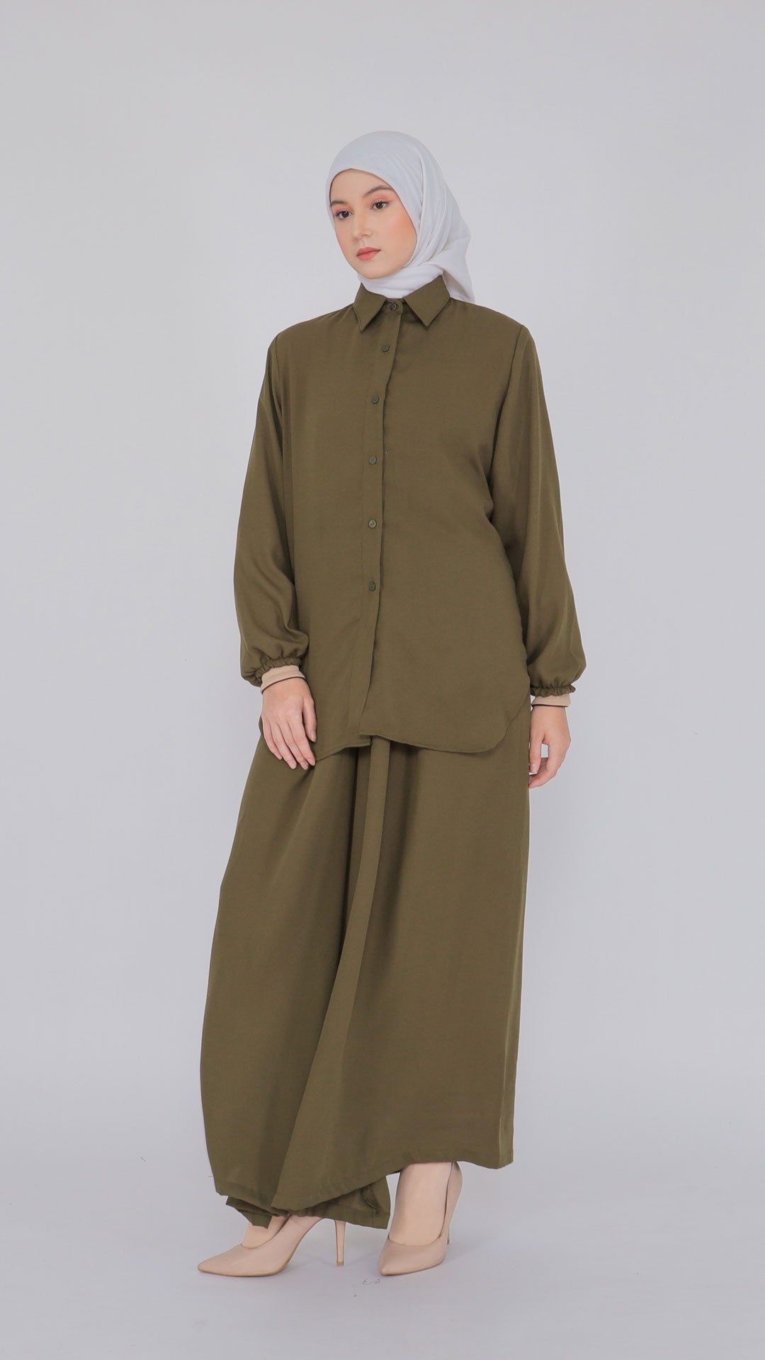 Nora Hannah Olive Basic Shirt & Culotte