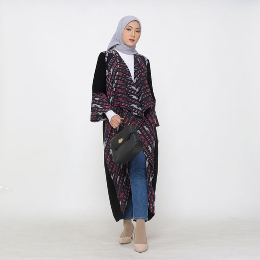 Sevgil Waterfall Tenun Long Cardigan