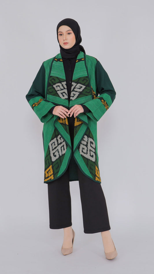 Sevinc Emerald Tenun Long Cardigan
