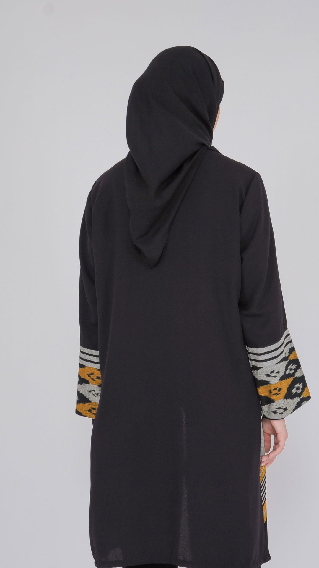 Sevinc Grey Mustard Tenun Long Cardigan