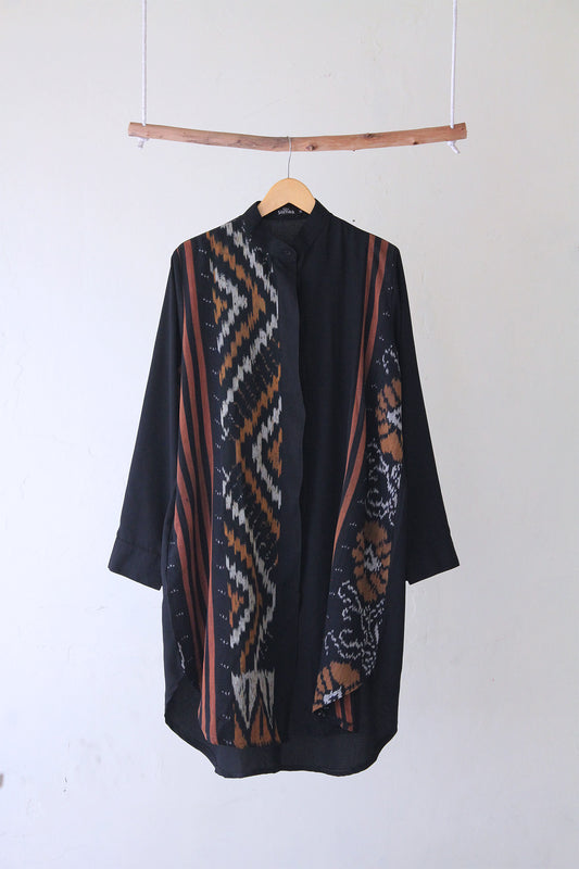 Viera Black Brown Tenun Tunic