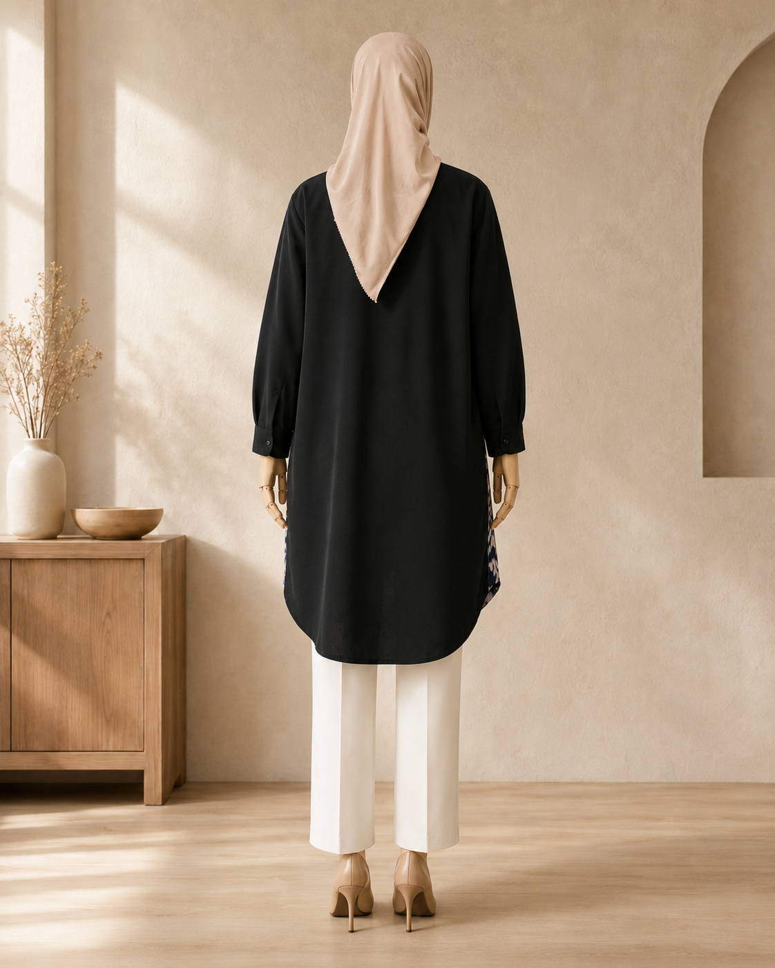 Viera Black Teal Oversize Tenun Tunic