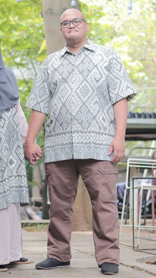 Widura Grey Oversized Tenun Shirt