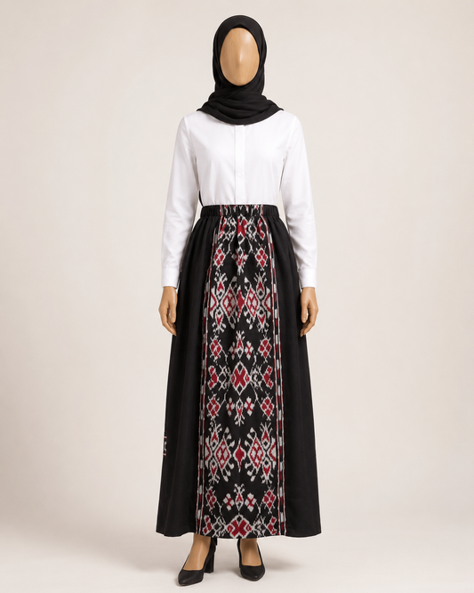 Zelira Black Red Tenun Skirt