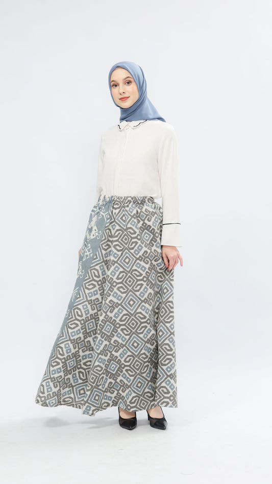 Zulfa Zoa Stone Blue Tenun Skirt