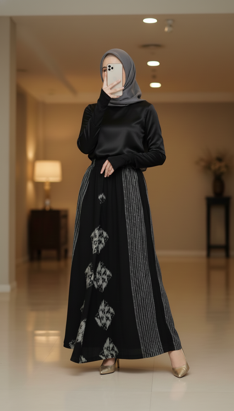 Zulfa Black Tenun Skirt