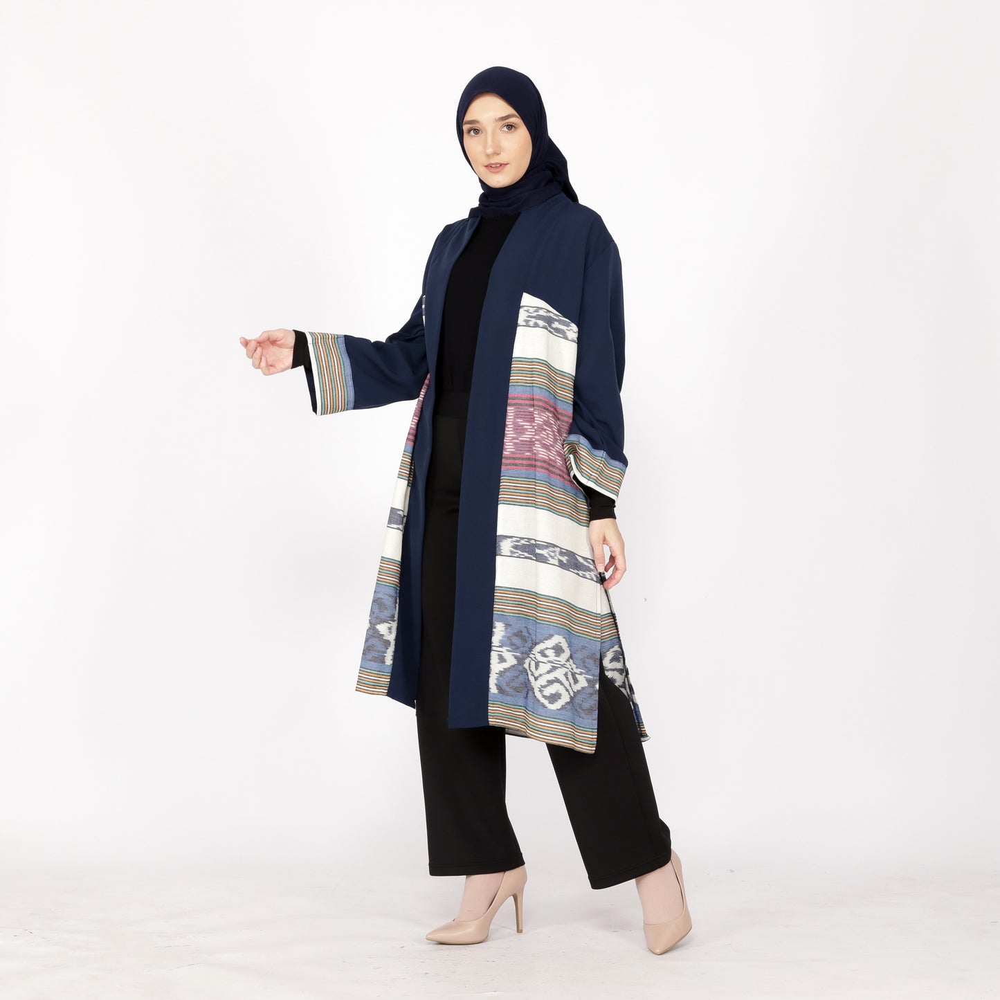 Belgin Fle Navy Tenun long cardigan