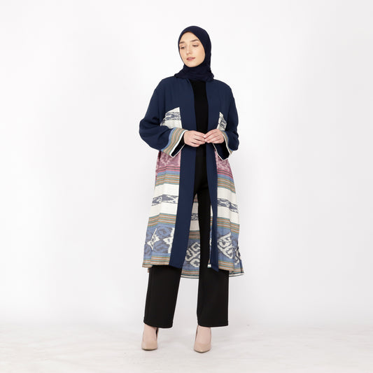 Belgin Fle Navy Tenun long cardigan