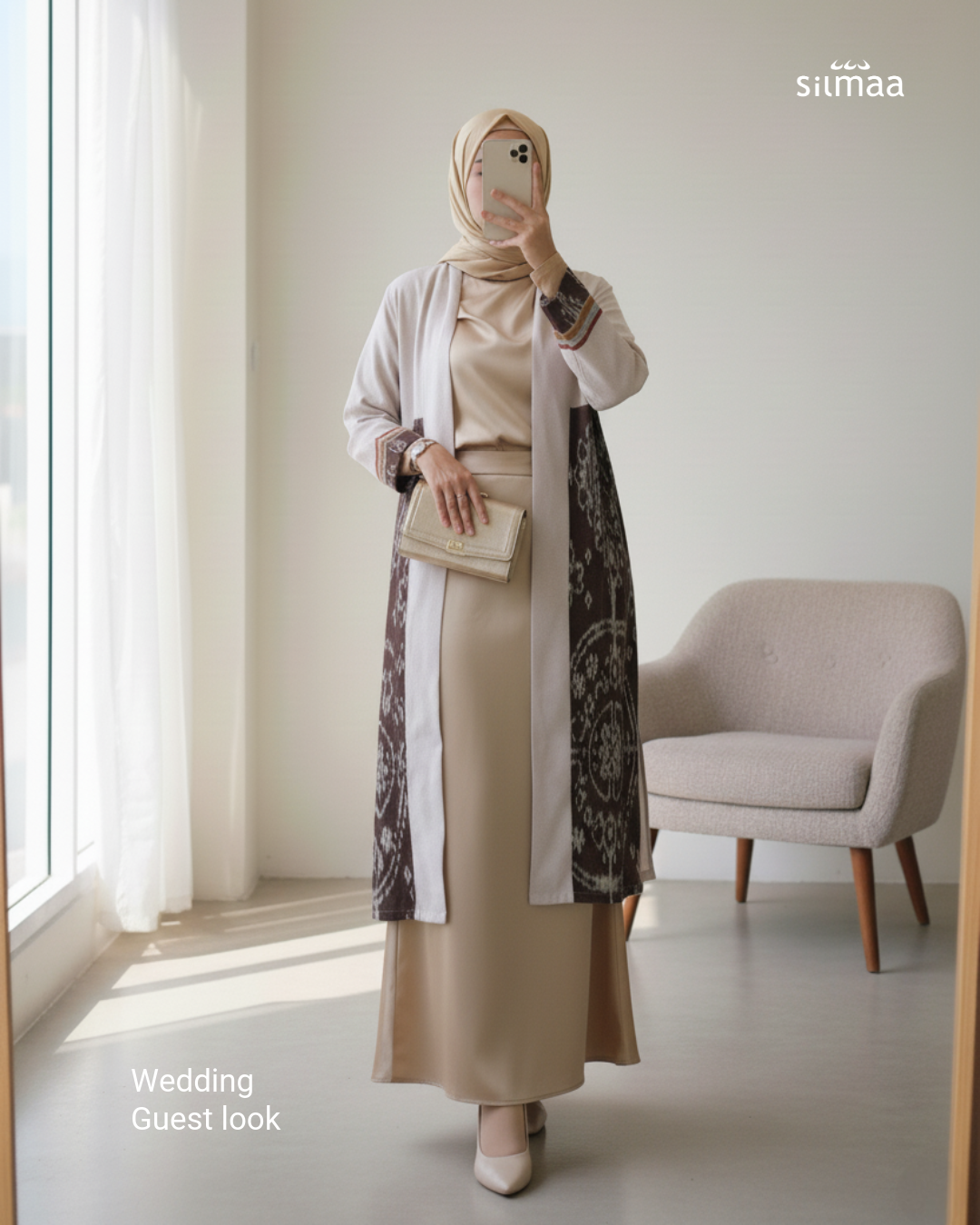 Belgin Zoa Beige Tenun Long Cardigan