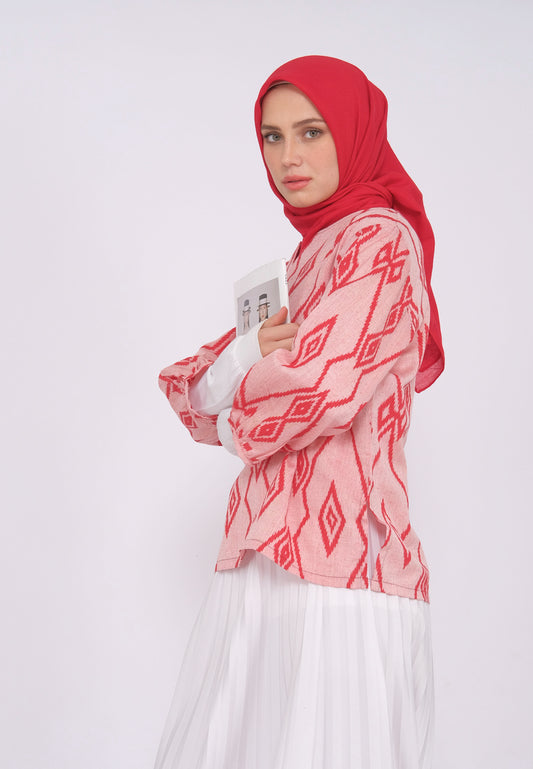 Aruna Red Tenun Blouse