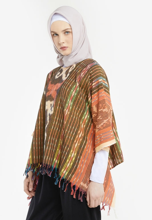 Almira Orange Tenun Rumbai Blouse