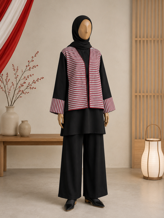 Freya Grey Red Tenun Outer