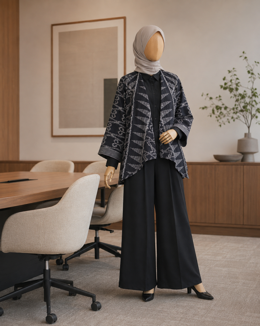 Complete Office Set Iswari Tenun Outer X Nora Hannah Basic