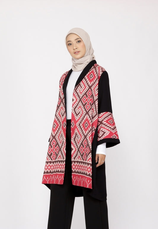 Esma Red Tenun Long Cardigan