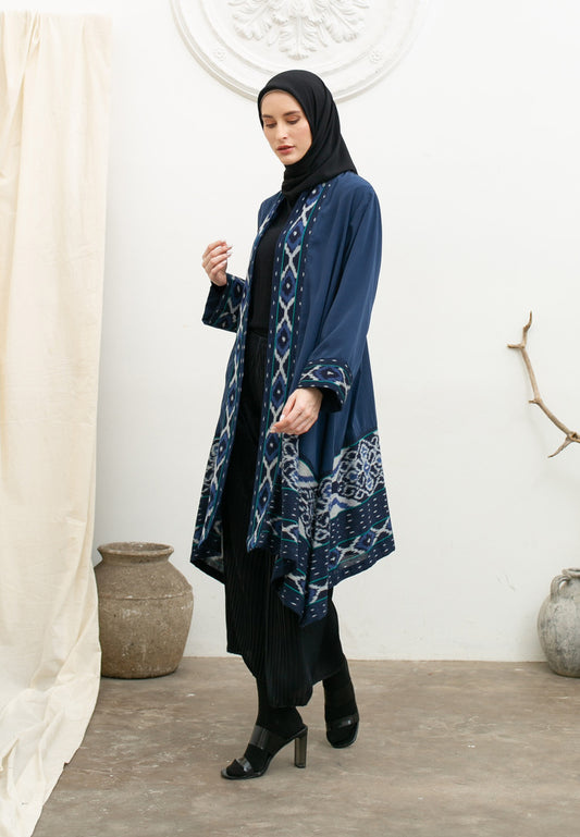 Moon Navy Grey Tenun Long Cardigan