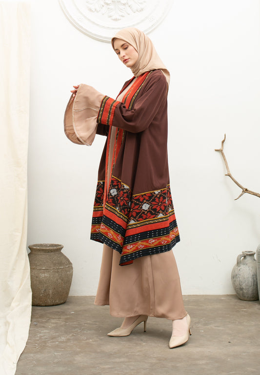 Moon Brown Tenun Long Cardigan