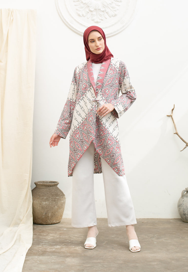 Mila Pink Tenun Long Cardigan