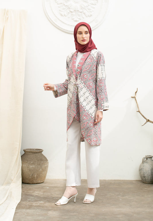 Mila Pink Tenun Long Cardigan