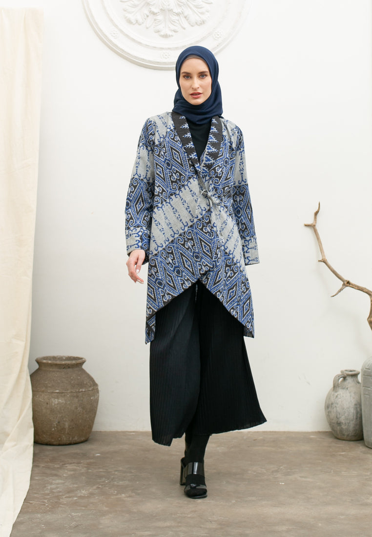 Mila Blue Tenun Long Cardigan