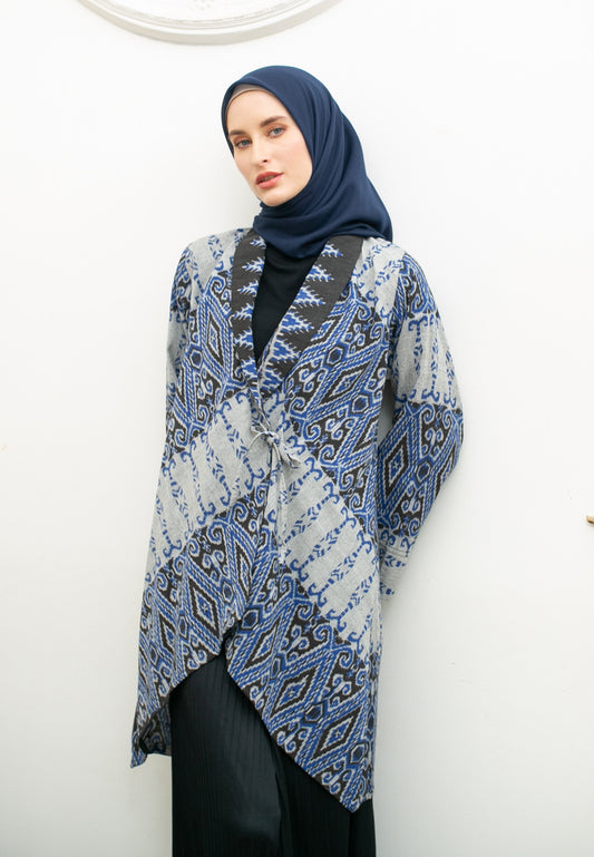 Mila Blue Tenun Long Cardigan