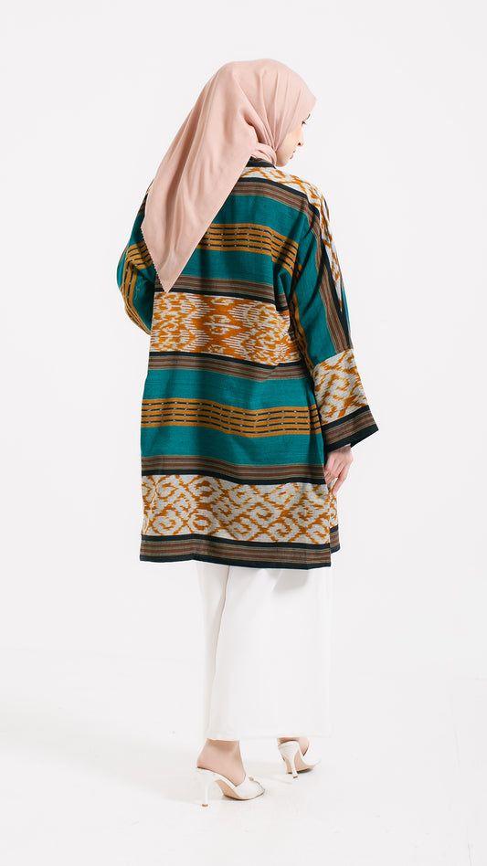 Muna Green Tenun Long Cardigan