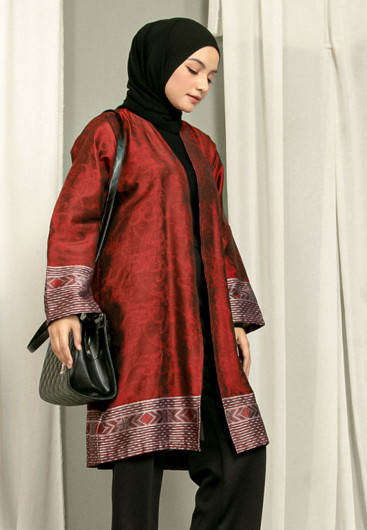 Ozge Ruby Tenun Long Cardigan