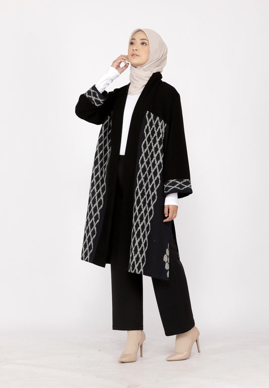 Belgin Fle Black Tenun Long Cardigan