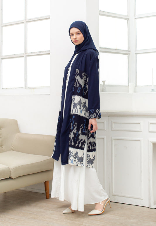 Belgin Zoa Navy II Tenun Long Cardigan