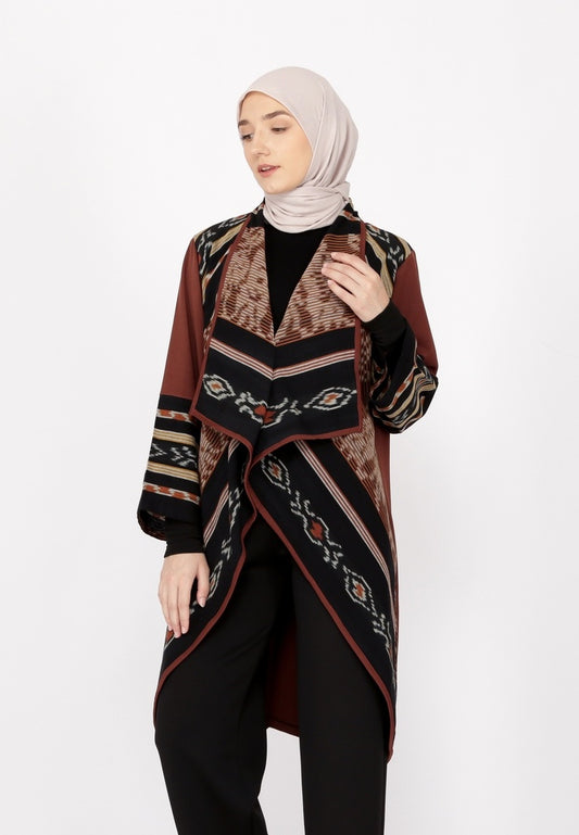 Sevinc Brown Tenun Long Cardigan
