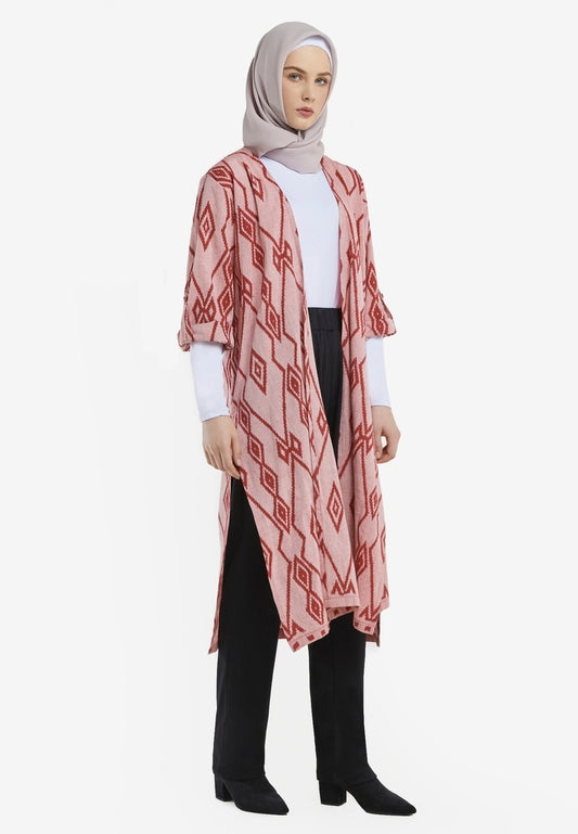 Selva Red Tenun Long Cardigan